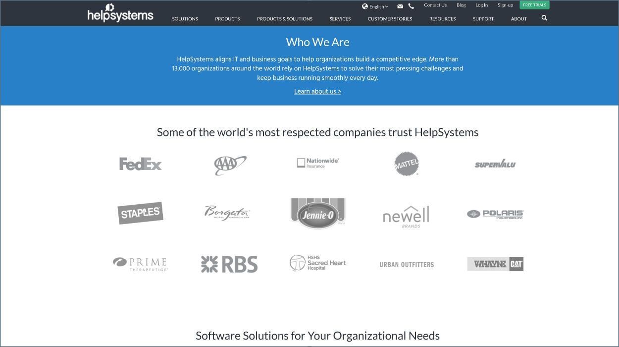 HelpSystems Web Screenshot